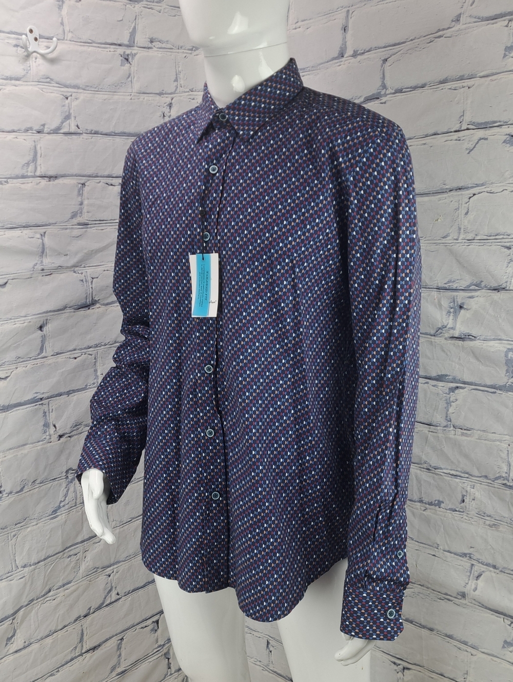 NWT Robert Graham Men's Tailored Fit Dress Shirt Colorful Retro Pattern XL - Picture 15 of 15